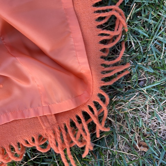 🎃 VINTAGE; Jones New York Wool w/Fringe Pumpkin-Colored Skirt Misses Sz. M/10!! - Picture 7 of 10